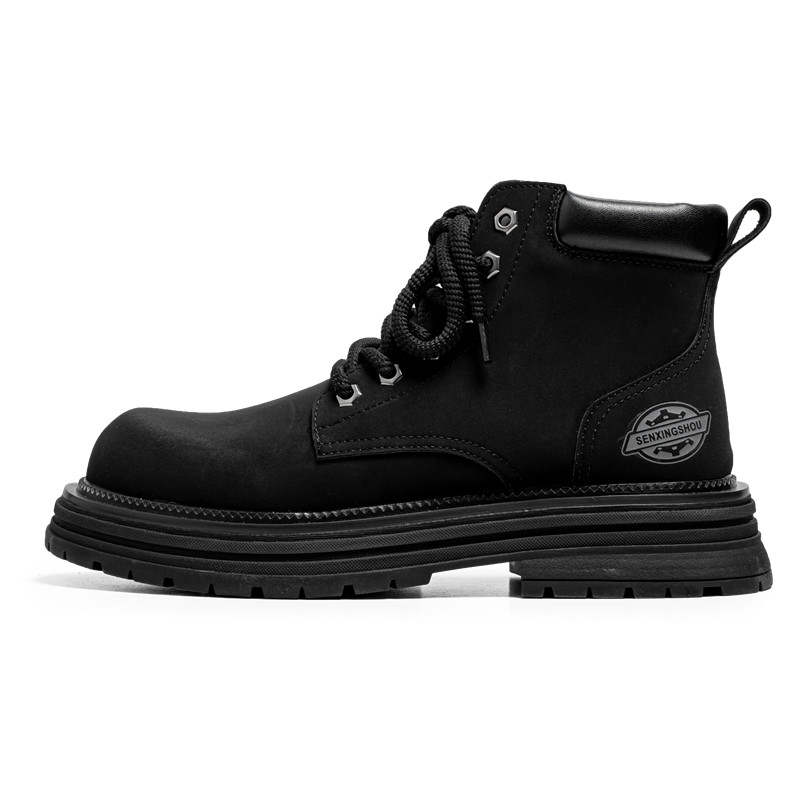 PINYI PINYI Cow Split Leather Short Combat Boots Men's
