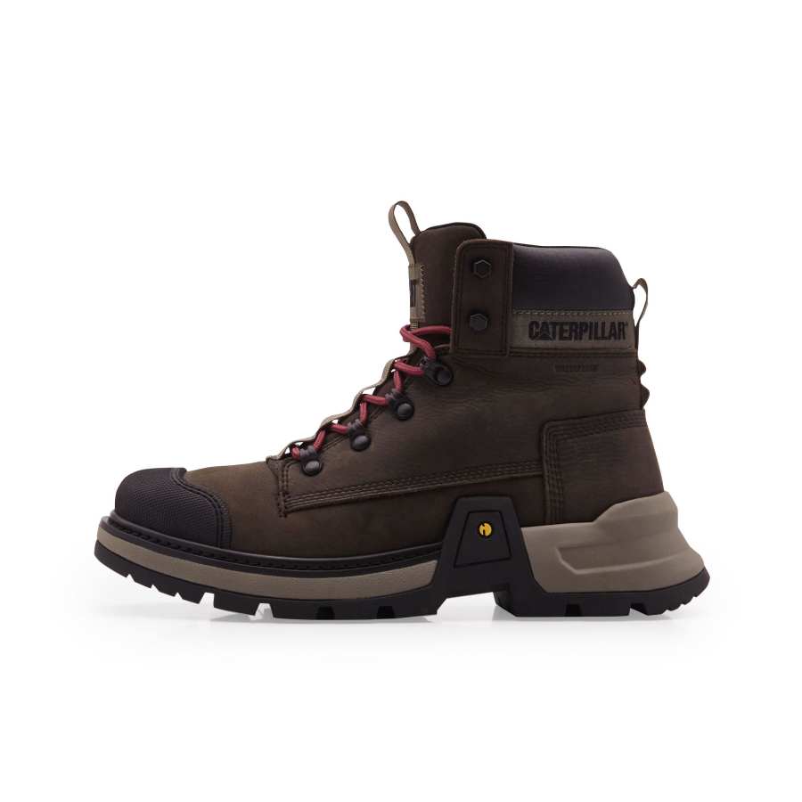 CAT Colorado Expedition WP SS23 Cow Split Leather Short Outdoor Boots Men's Dark Brown