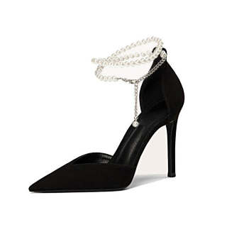 WECKER Suede Slim Heel High Heels Women's Black