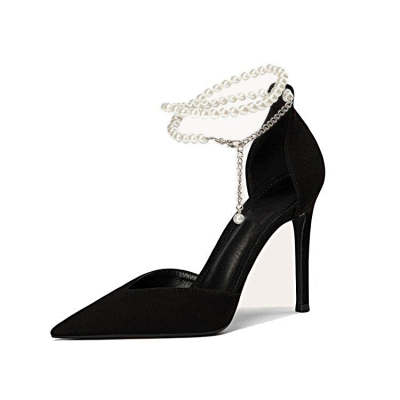 WECKER Suede Slim Heel High Heels Women's Black