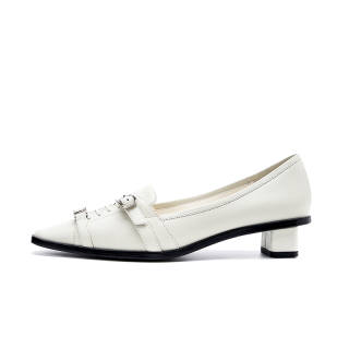 R'AZZURRO Cow Leather Casual Shoes 3cm Women's Cheese White