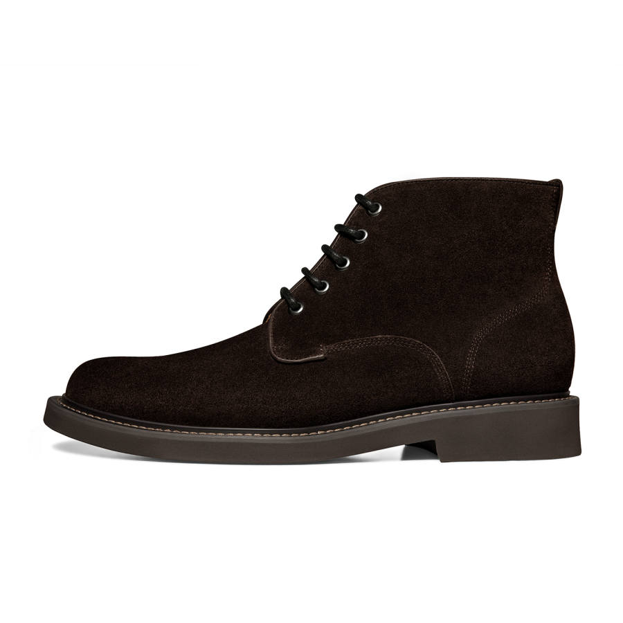 THOM WILLS Cow Suede Combat Boots Men's Dark Coffee