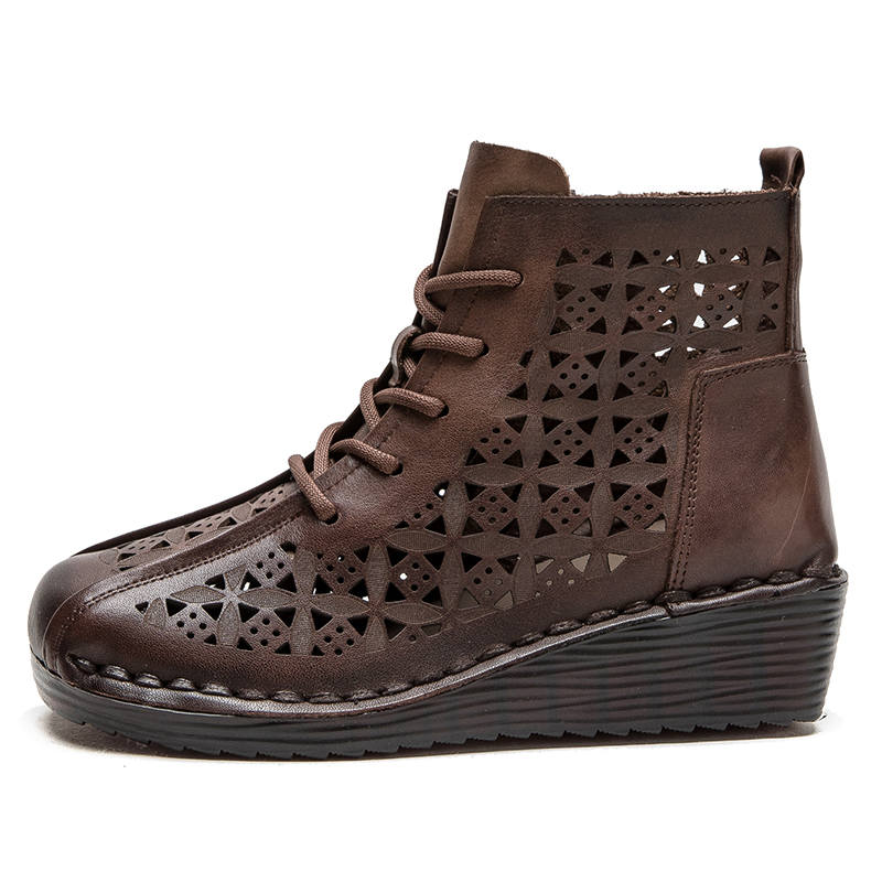 JIEZHOU Top Grain Cow Leather Ankle Boots 4cm Women's
