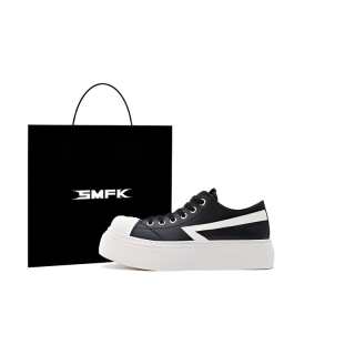 SMFK Cow Leather Low top Skateboard Shoes Women's Black White