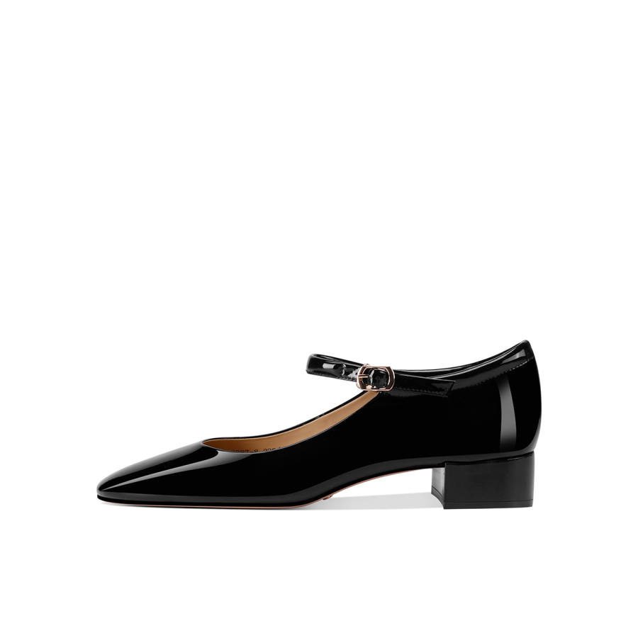 Shesrim Patent Leather Chunky Heel High Heels 3.5cm Women's