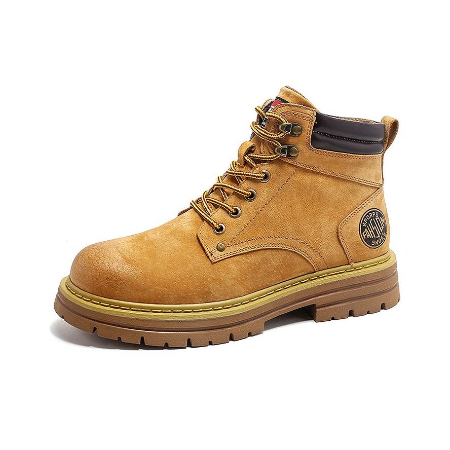 KAQIAODI Split Pig Leather Crew Combat Boots Men's