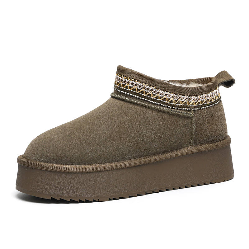 O.L Cow Suede Thermal Abrasion Resistant Height Increasing Slip Resistant Soft And Comfortable Short Snow Boots Women's