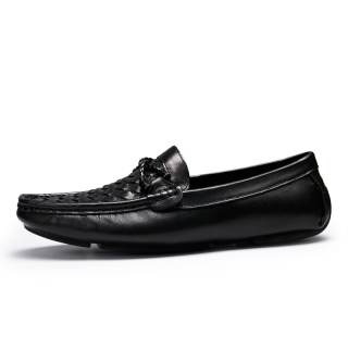 Brounvanm Top Grain Cow Leather Gommino Loafers Men's Black
