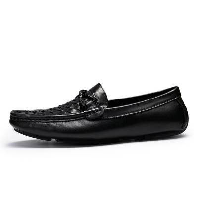 Brounvanm Top Grain Cow Leather Gommino Loafers Men's Black