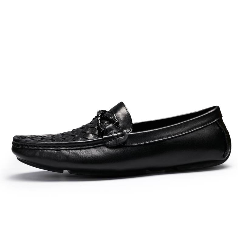 Brounvanm Top Grain Cow Leather Gommino Loafers Men's Black