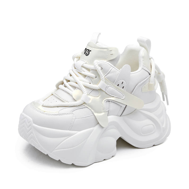 XIEGUIHUAYU Microfiber Leather Cushioning Abrasion Resistant Cushioning, Wear Resistant Low top Chunky Sneakers Women's