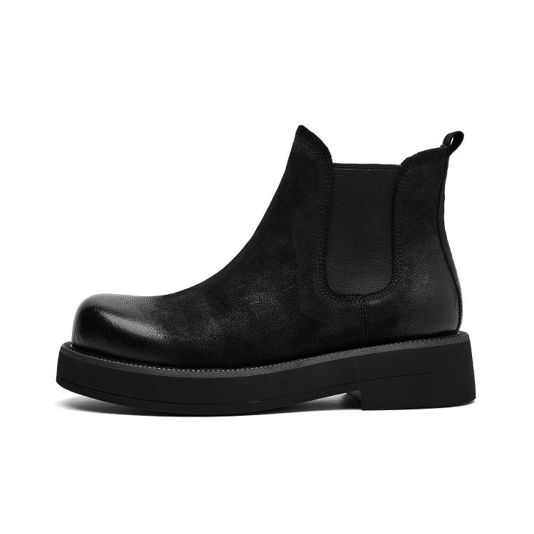 AOXIANG Top Grain Cow Leather Chelsea Boots Men's Black