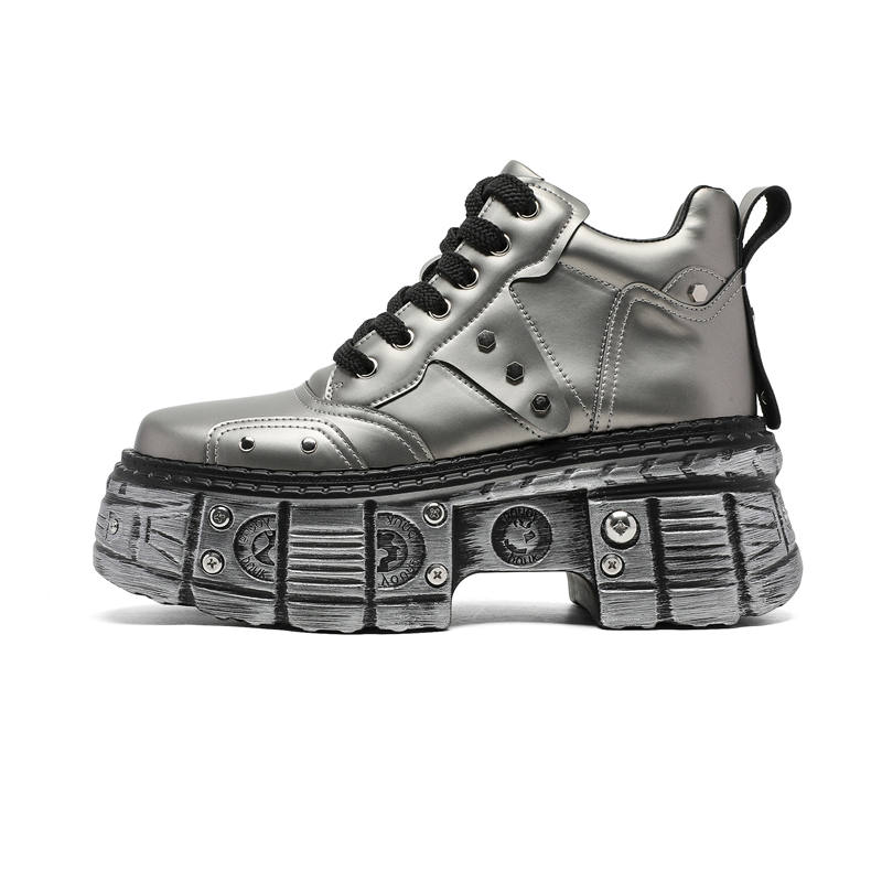 Xiwencha Microfiber Leather Height Increasing Height Increasing Mid top Casual Shoes Men's