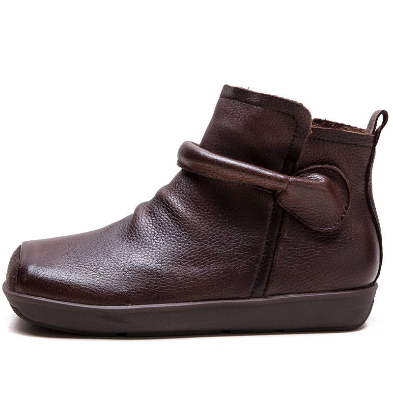 JIEZHOU Top Grain Cow Leather Ankle Boots 3cm Women's