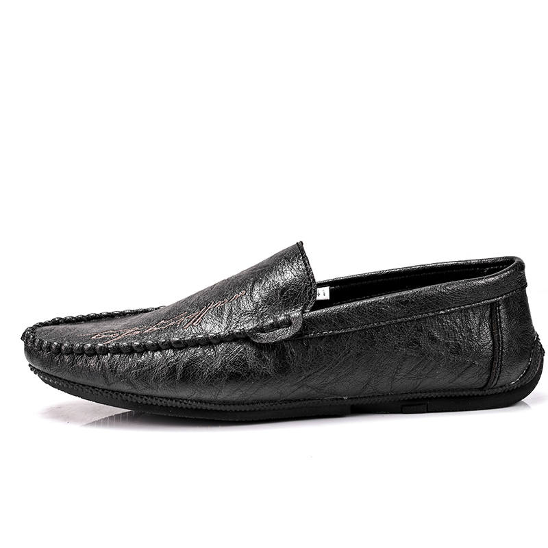 YINGLUNQISHI Cow Split Leather Casual Shoes Men's Black