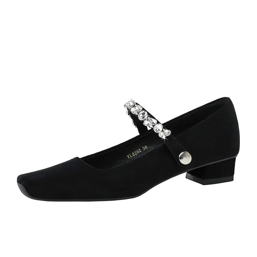YAFEI XUANYU Suede Chunky Heel Mary Jane Shoes 3cm Women's