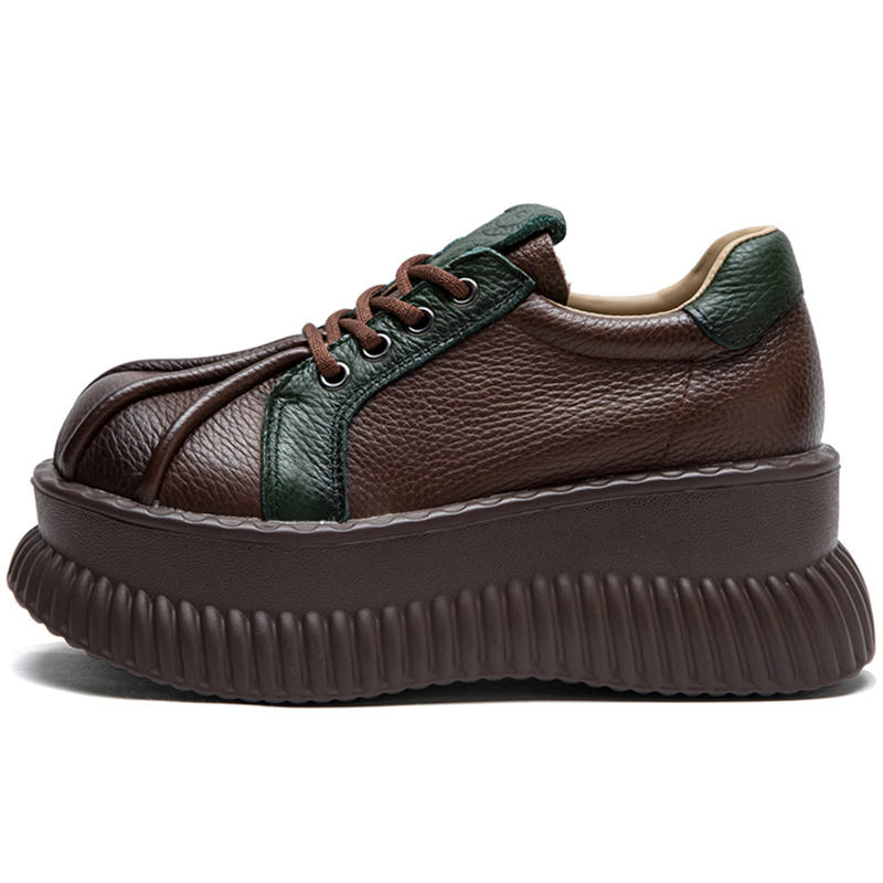 JIEZHOU Top Grain Cow Leather Casual Shoes Women's