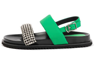 VMe Beach Sandals Women's Ecru/Green