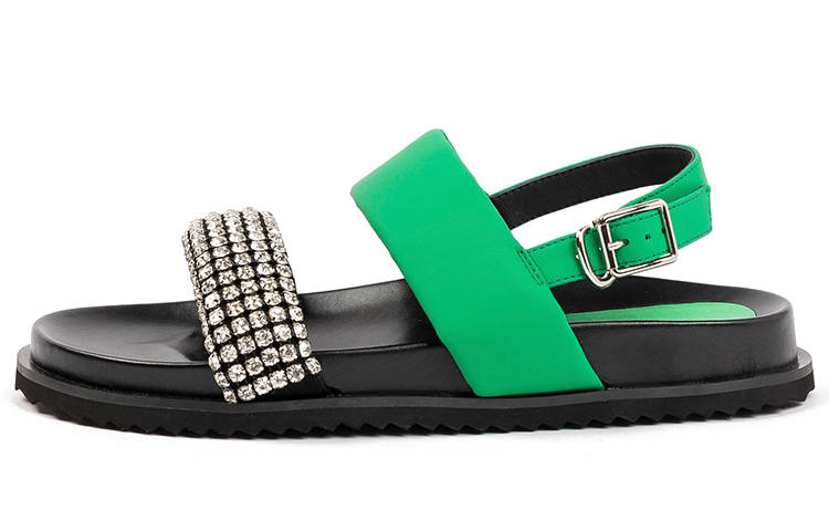 VMe Beach Sandals Women's Ecru/Green