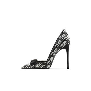 CHUYANG Suede Slim Heel High Heels Women's Black White