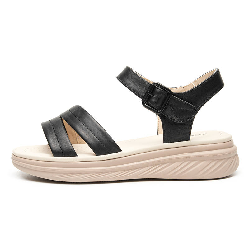 AOKANG Cow Leather One Strap Sandals 3.5cm Women's