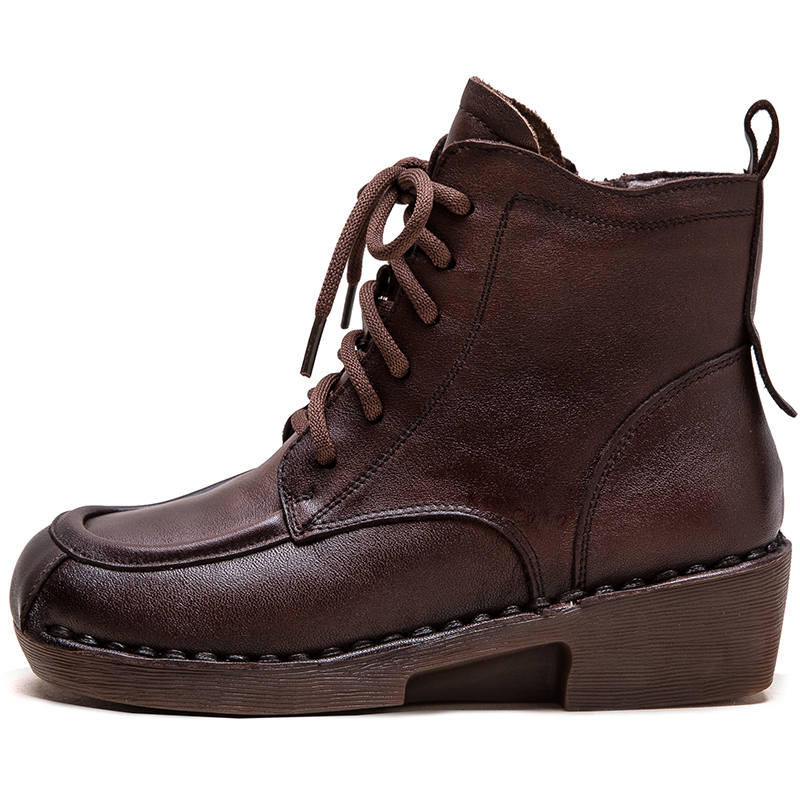 JIEZHOU Top Grain Cow Leather Ankle Boots Women's