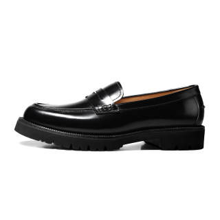 THOM WILLS Casual Slip on Leather Shoes Loafers Men's Black