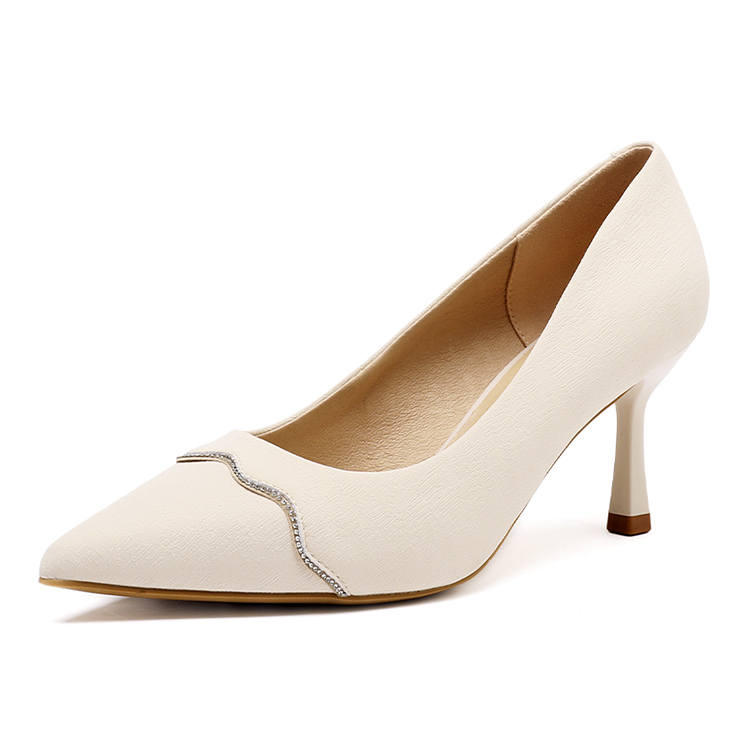 Spider King Pu Slim Heel High Heels 7cm Women's Ecru