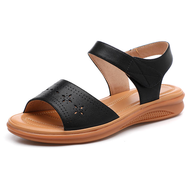 YILICHUANZHANG Cow Leather One Strap Sandals Women's Black