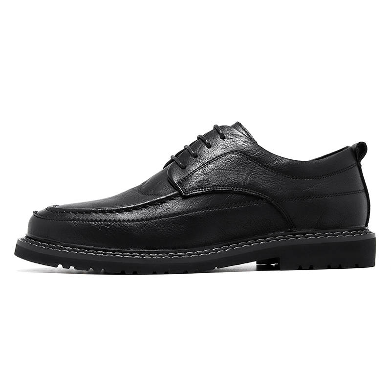 KAQIAODI Cow Split Leather Casual Shoes Men's Black