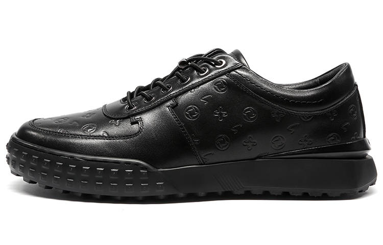 Satchi Top Grain Cow Leather Stylish Skateboarding Shoes Men's Black
