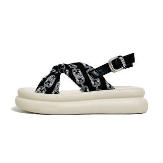 XUANBAHUI Cow Leather One Strap Sandals 5CM Women's