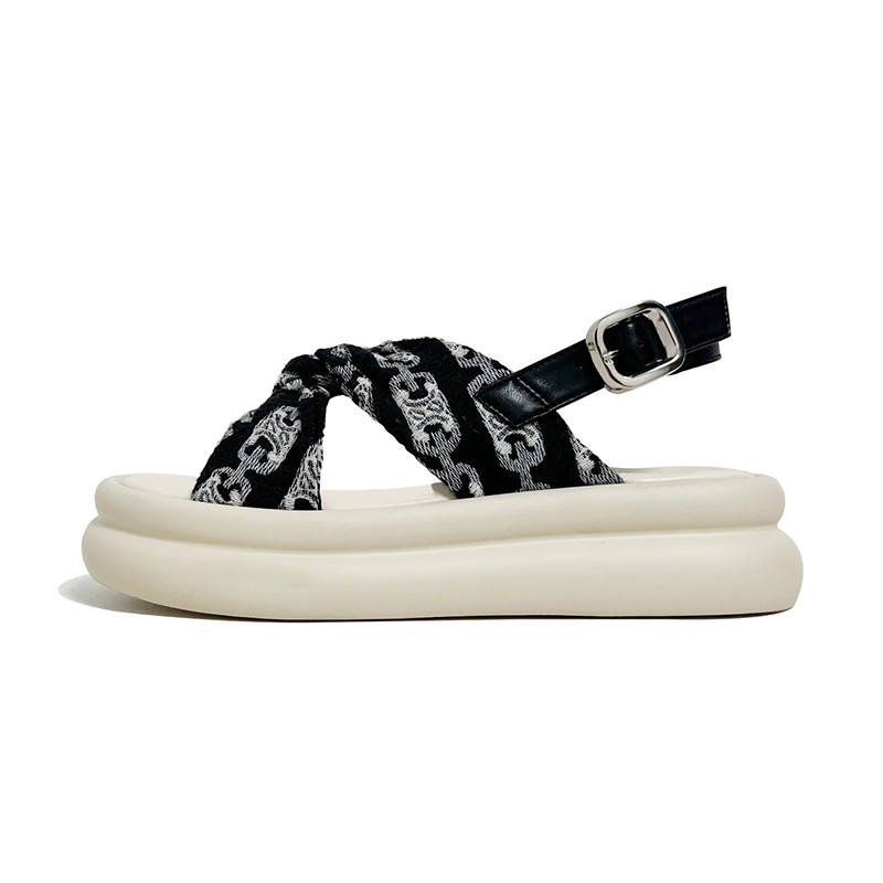 XUANBAHUI Cow Leather One Strap Sandals 5CM Women's