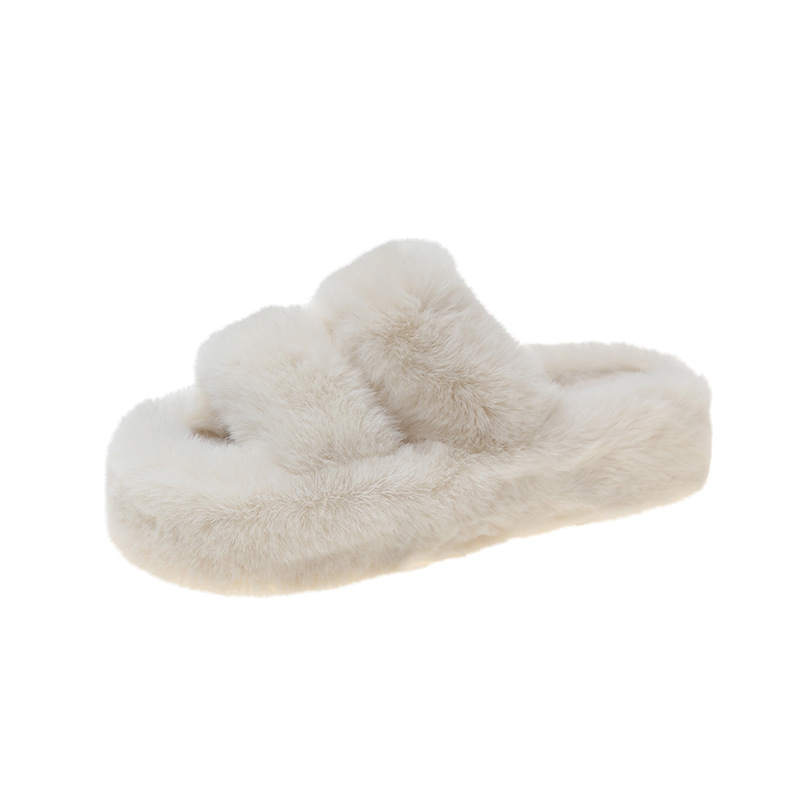 SHULUAN Polyester Slide Slippers 5CM Women's Ecru