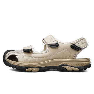AIPSEN Top Grain Cow Leather Beach Sandals Men's Sand