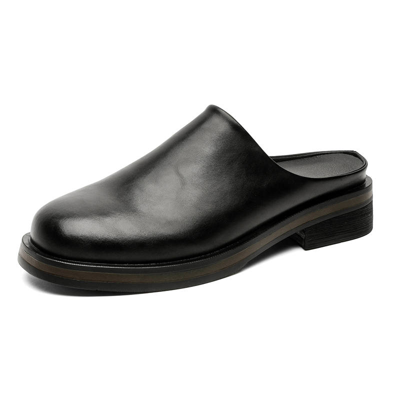 V ZERO FIVE V ZERO FIVE Rubber Sole Leather Patchwork Slip Resistant Slip Resistant Closed Toe Slippers Men's