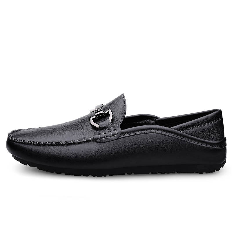 XIMO BULL Cow Split Leather Casual Shoes Men's Black