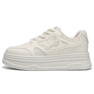 KEMANIKE Synthetic Leather Breathable Height Increasing Breathable Height Increasing Low top Casual Shoes Women's Ecru