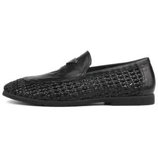 NIUHAN Top Grain Cow Leather Casual Shoes Men's Black