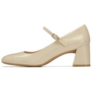 73Hours Chestnut Cake Cow Leather Chunky Heel Mary Jane Shoes 6CM Women's