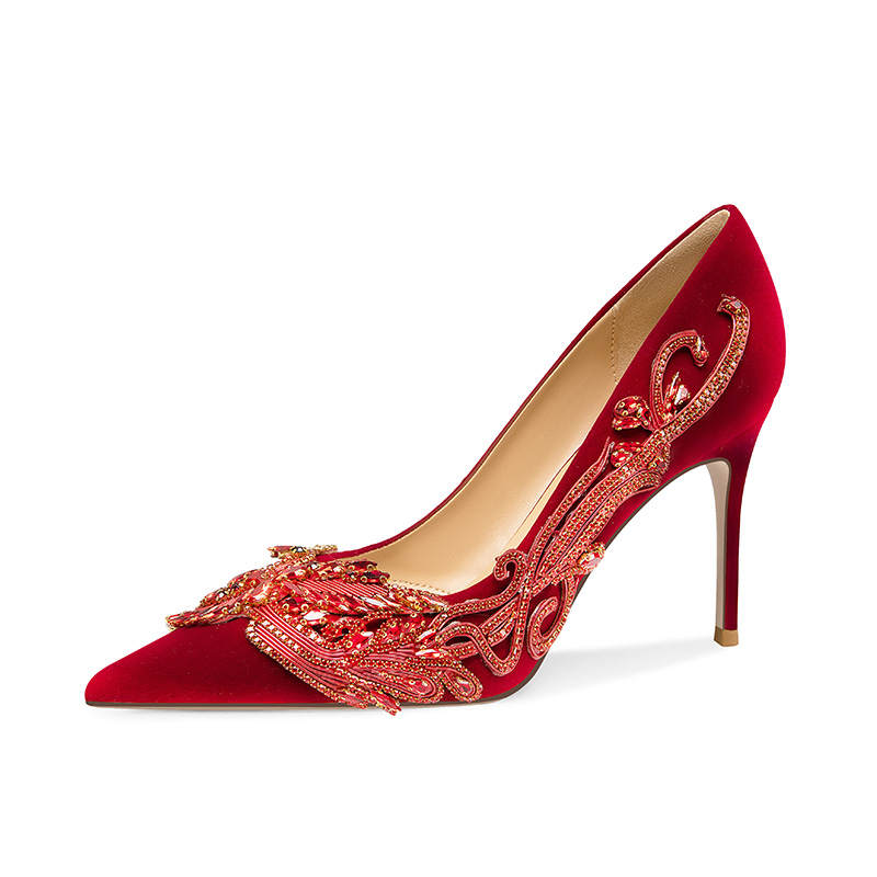 Holy Rose Commemoration High Heels Women's Burgundy
