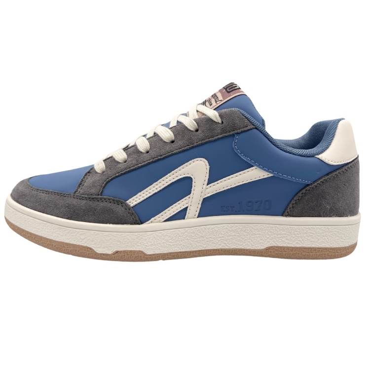 QIANJIN Slip Resistant Abrasion Resistant Low top Skateboard Shoes Men's Dark Gray Blue