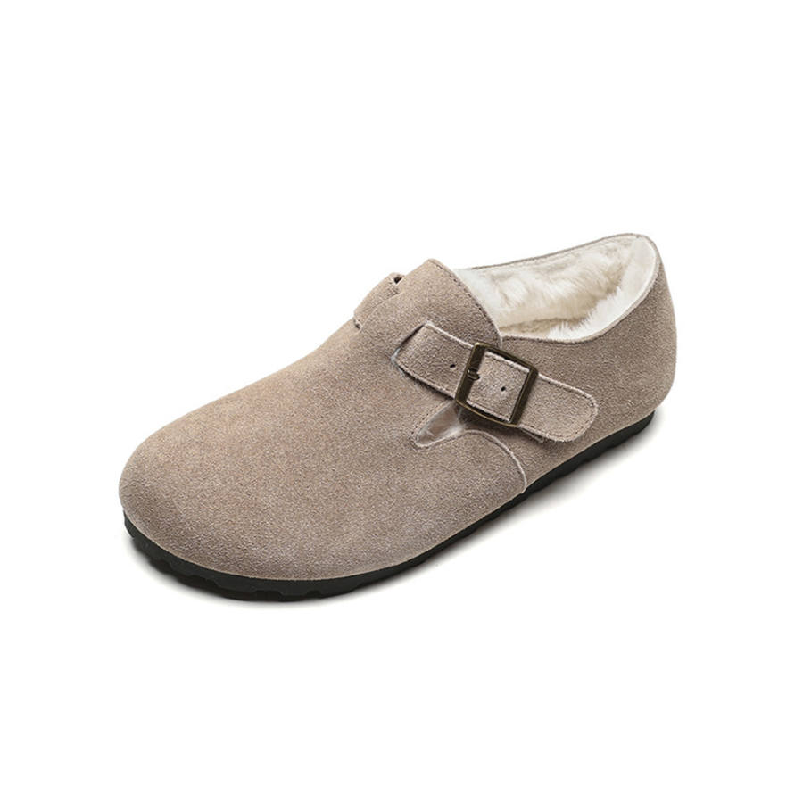 Lanza French Platform Fully Enclosed Small Potato Fleece Lined Insulated Thermal Women's Slip on Toast Shoes Rubber