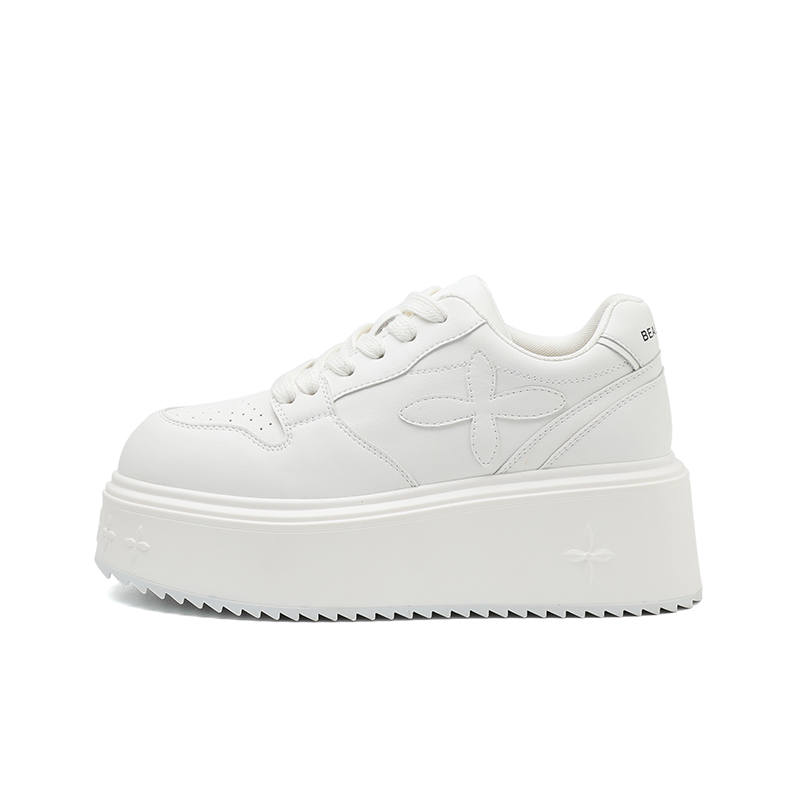 CHIBANG Cow Leather Low top Casual Shoes Women's Ecru