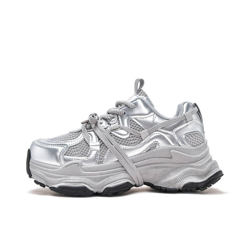 CHERRY&KALIKA Fabric Cushioning Slip Resistant Abrasion Resistant Breathable Height Increasing Low top Chunky Sneakers