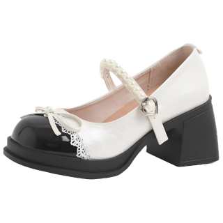 LXVB Pu Chunky Heel Mary Jane Shoes 7cm Women's