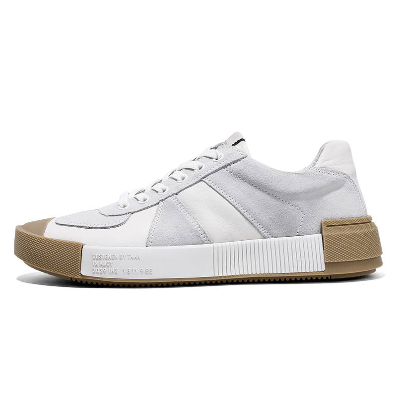 PALMPOLO Top Grain Cow Leather Breathable And Wear resistant Low top Skateboard Shoes Men's White