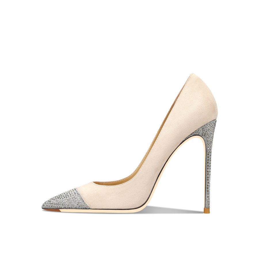 Siwei Suede Slim Heel High Heels Women's Apricot
