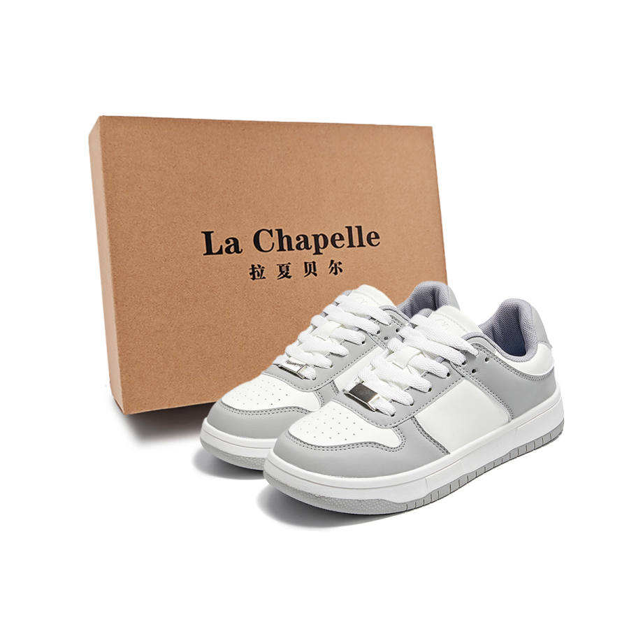 La Chapelle Cushioning Wear-Resistant Low-Top Skateboard Shoes Women's White Gray