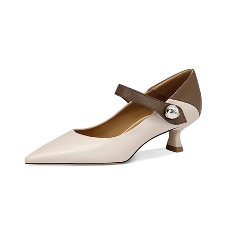 JESSICA SOPHIA Cow Leather Slim Heel Mary Jane Shoes 4cm Women's